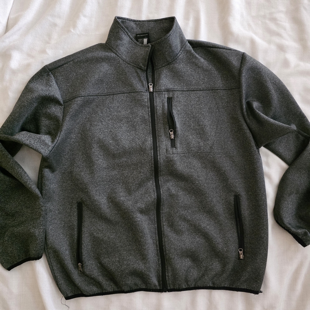 Original Deluxe Charcoal Zip-Up Lightweight, Full-zip Heather Grey Jacket 3XL